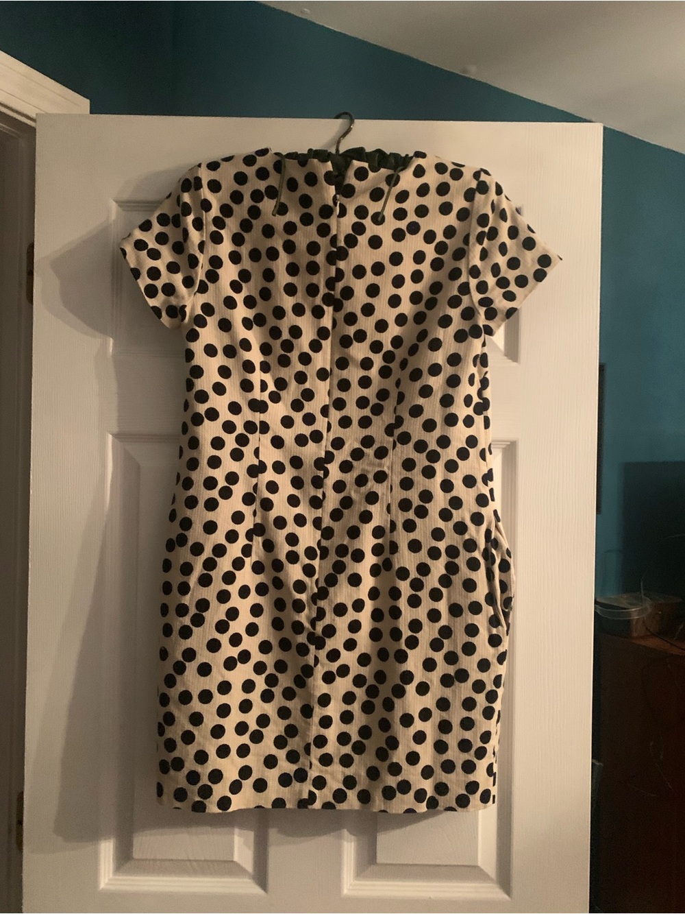 J. Crew Cream Shift Dress with Black Polka Dots